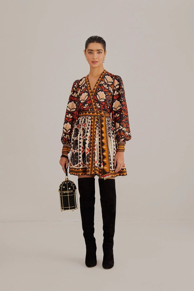 Mini-Kleid mit Tapisserie-Garten-Print