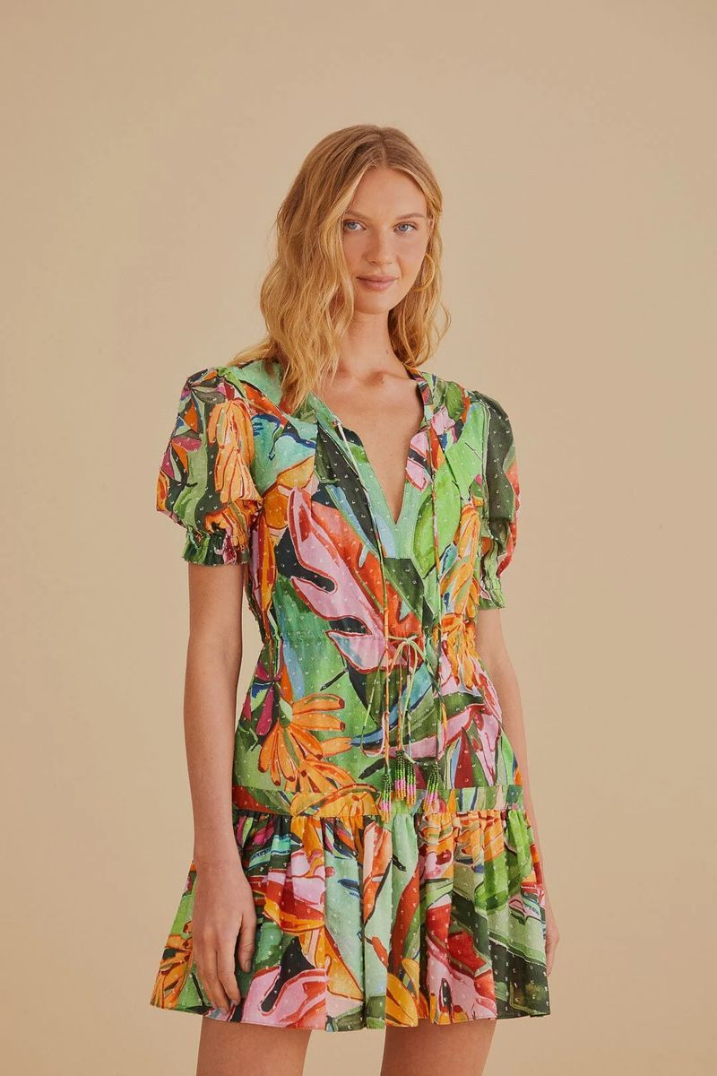 Minikleid mit Bananenblatt-Print