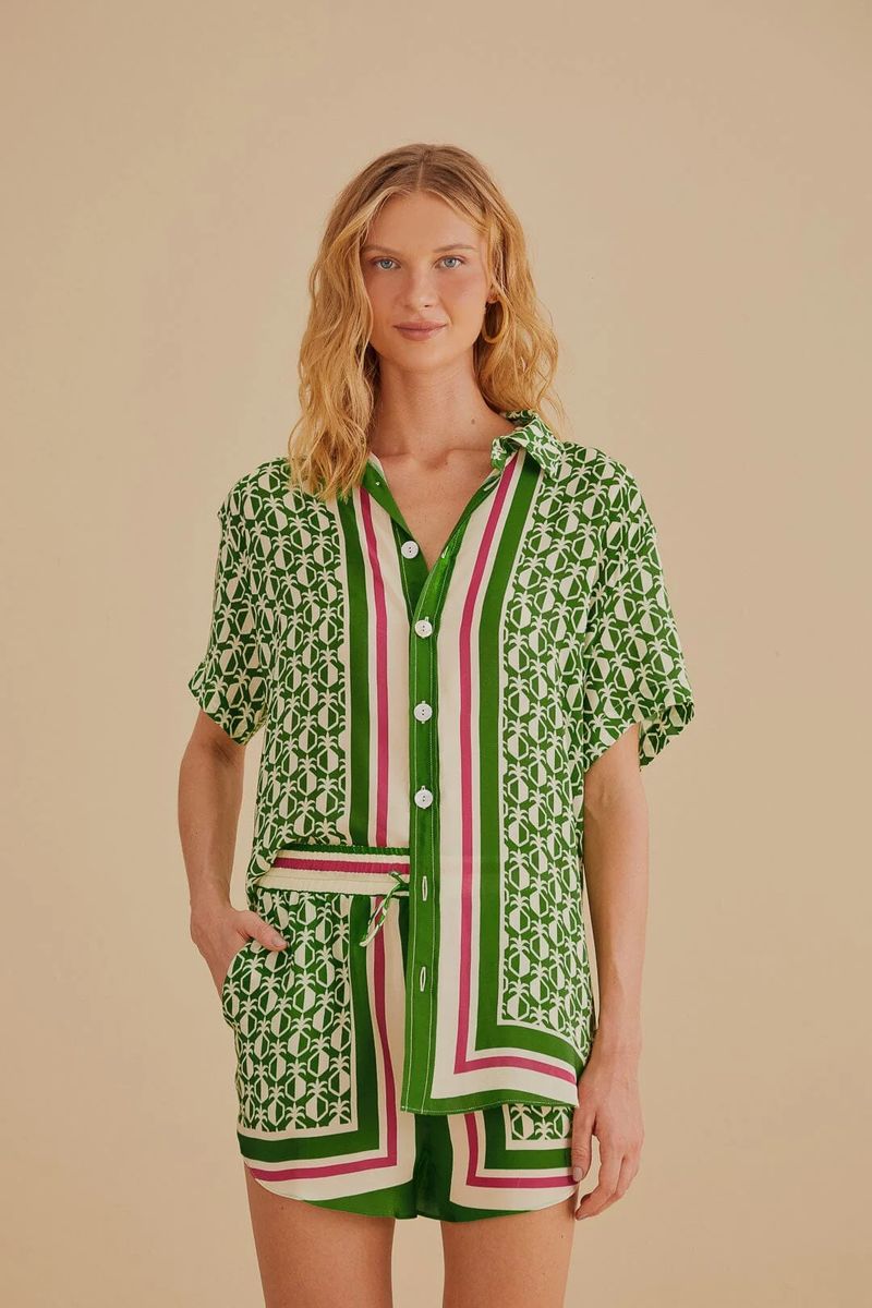 Mini-Shorts mit Ananas-Schal-Print