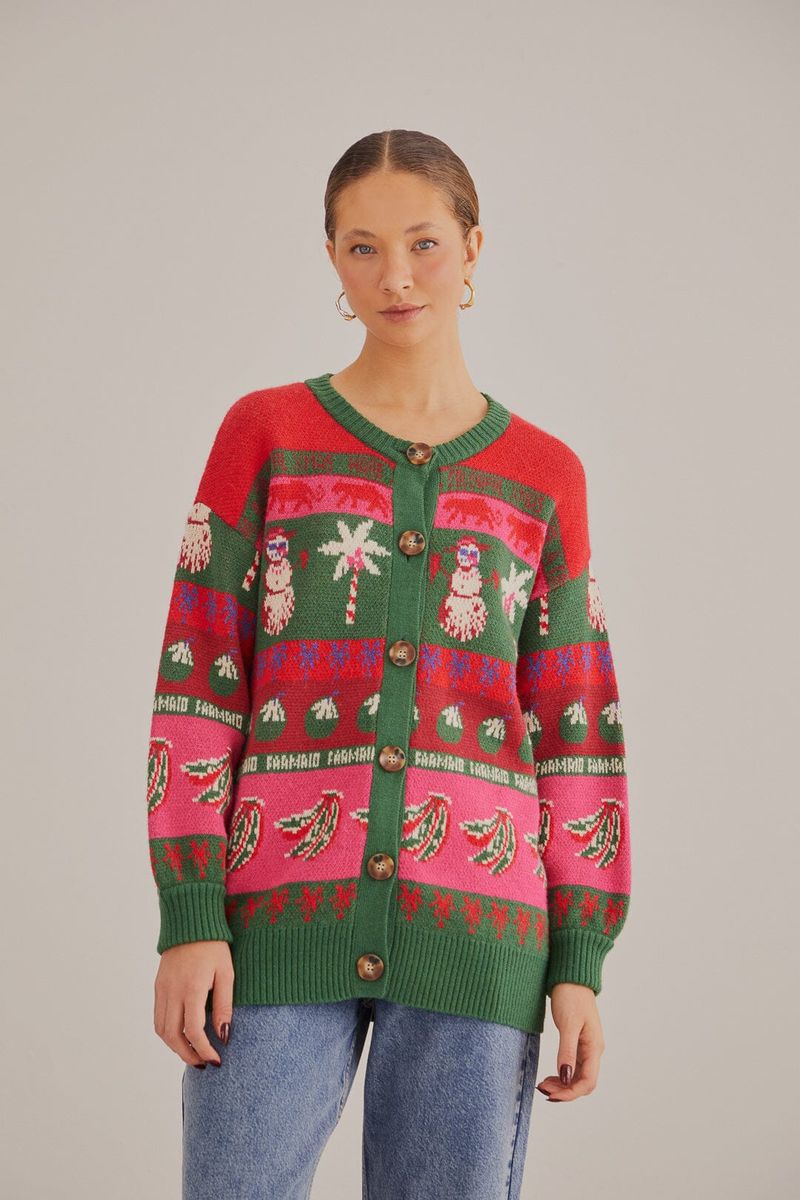 Strickjacke mit tropischem Weihnachtsmotiv
