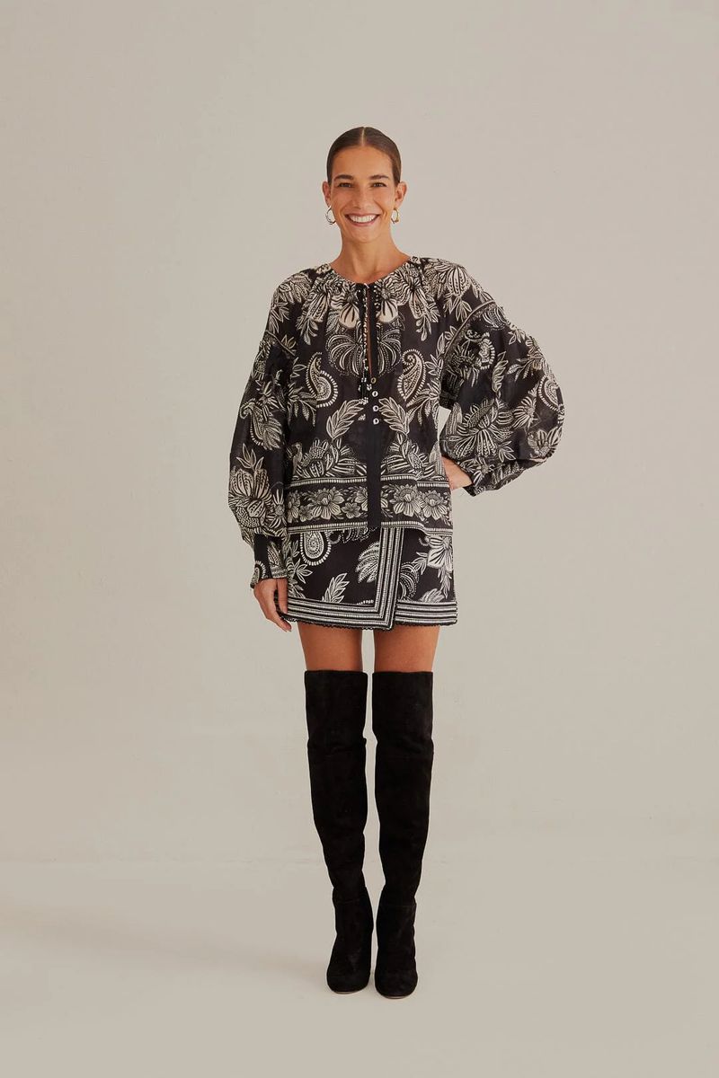 Minirock aus Bio-Baumwolle mit Paisleymuster