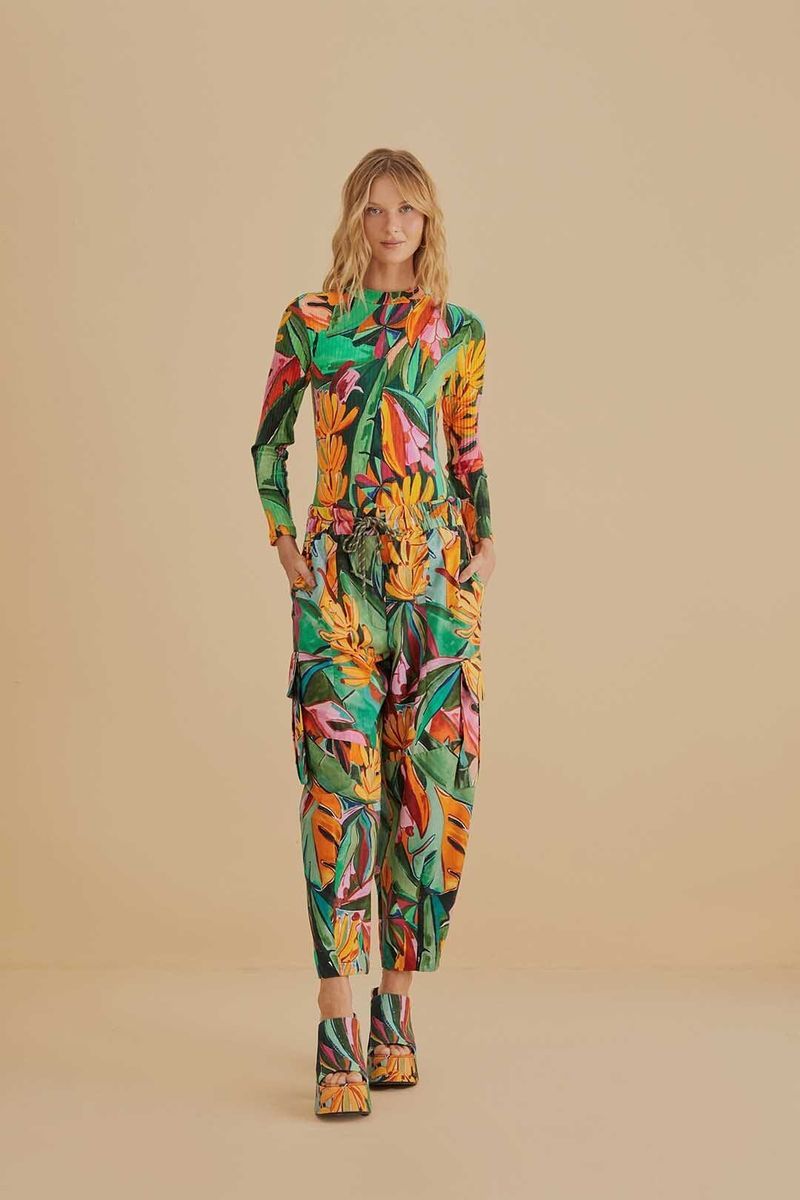 Bunte Cargo-Hose mit Bananen-Print