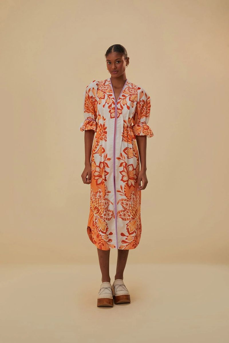 Midi-Kleid mit botanischem Muster
