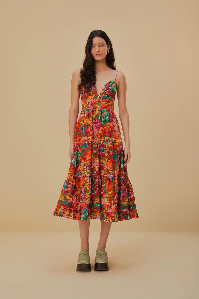 Gestuftes Maxikleid mit Blumenmuster