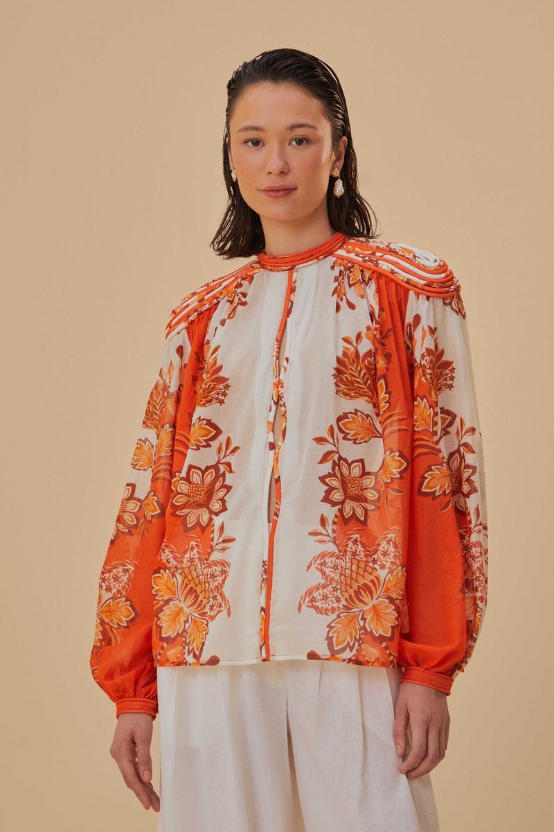 Voluminöses Oberteil mit floralem Print