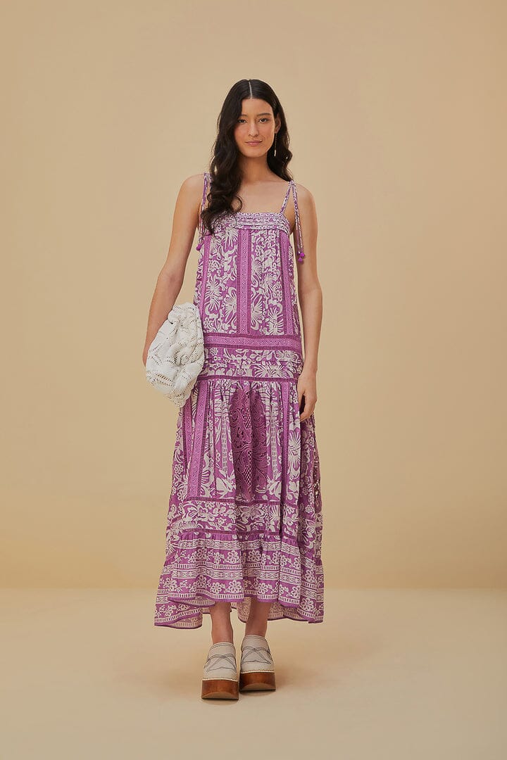 Stufen-Maxikleid mit Botanik-Print