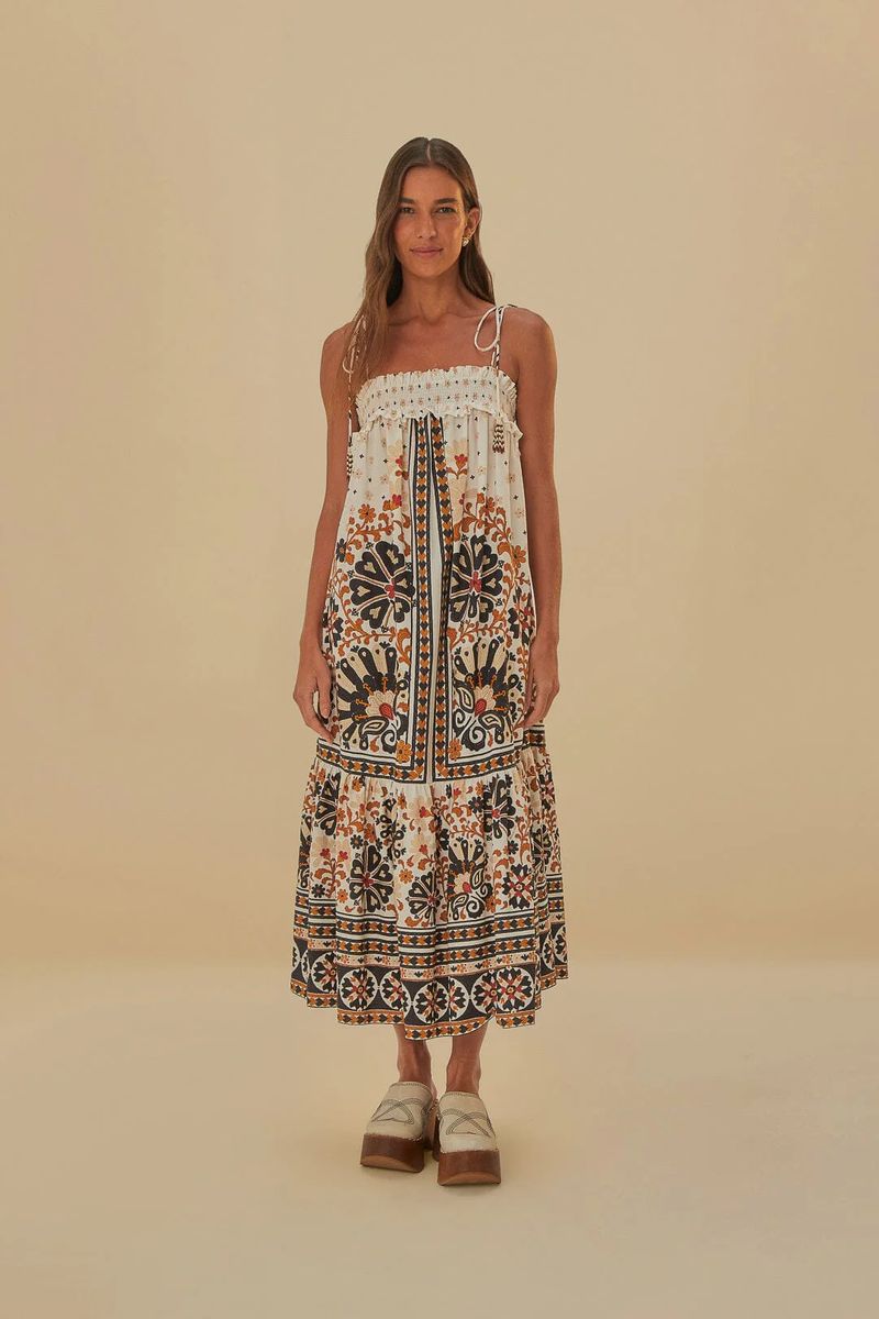 Midi-Kleid mit floralem Tapisseriemuster
