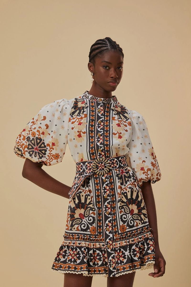 Mini-Kleid mit floralem Tapisserie-Print