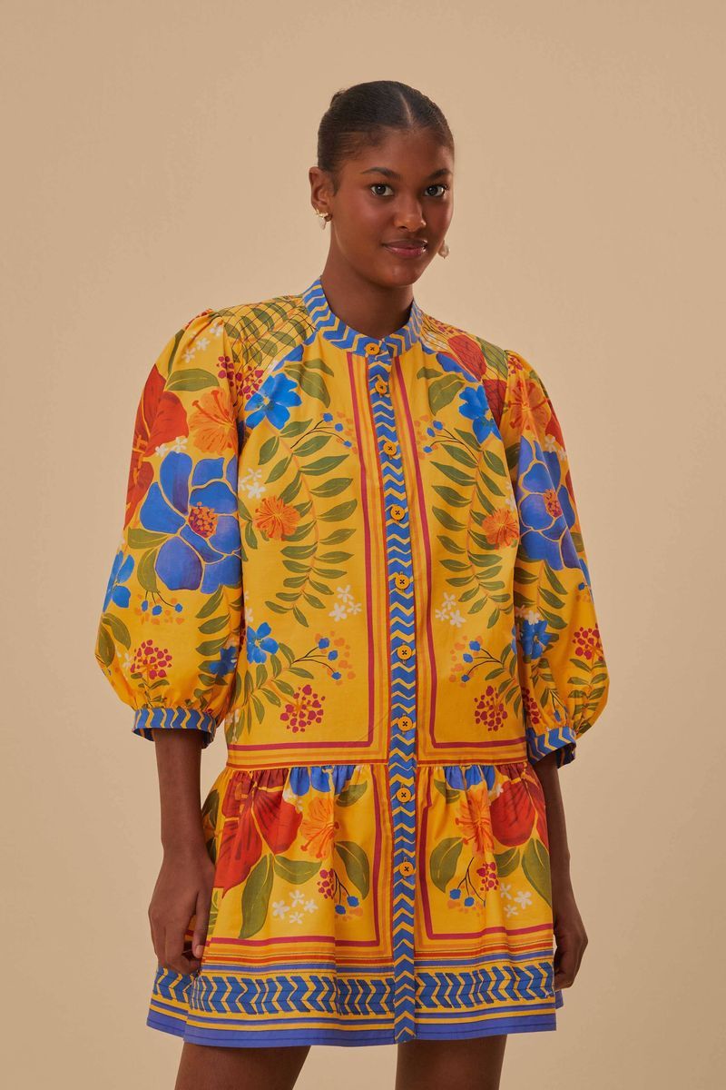 Florales Minikleid mit Puffärmeln