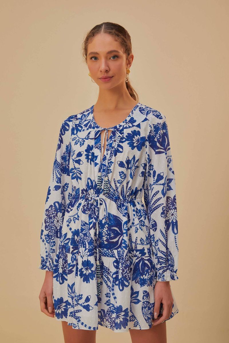 Minikleid mit floralem Vogel-Print
