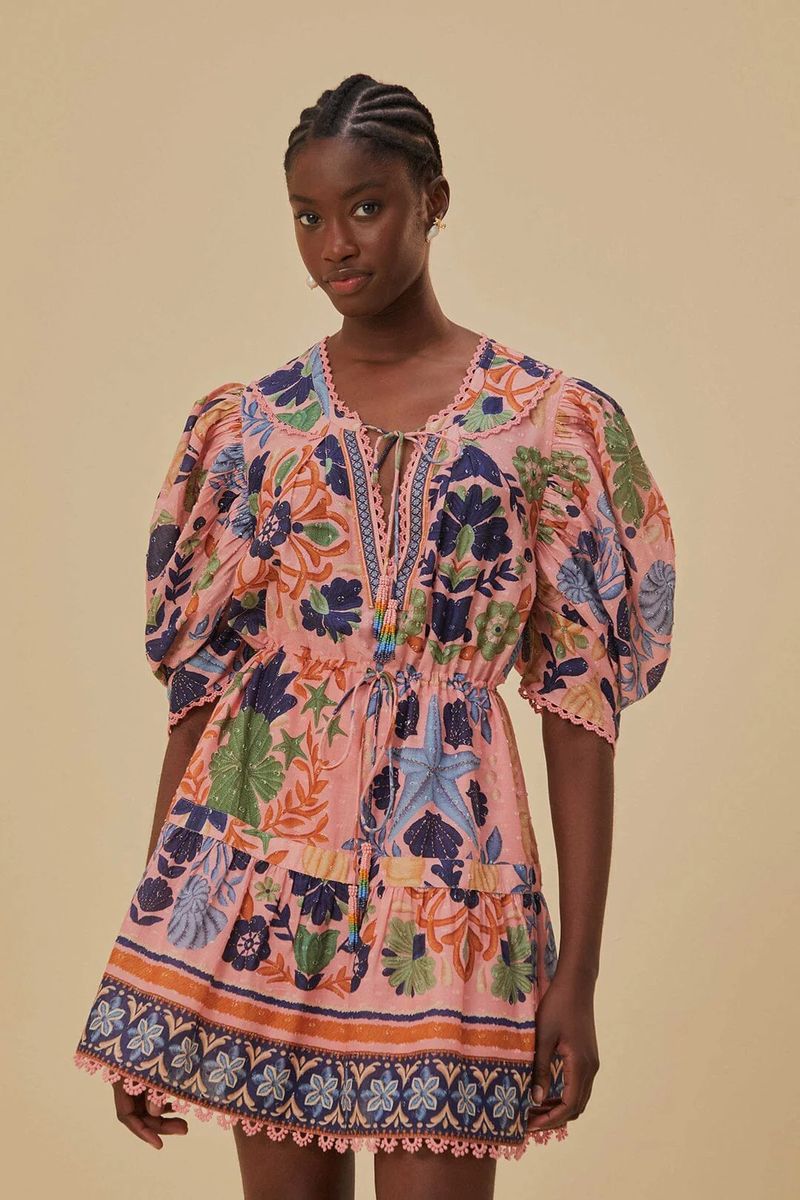 Mini-Kleid mit Muschel-Tapisserie-Print