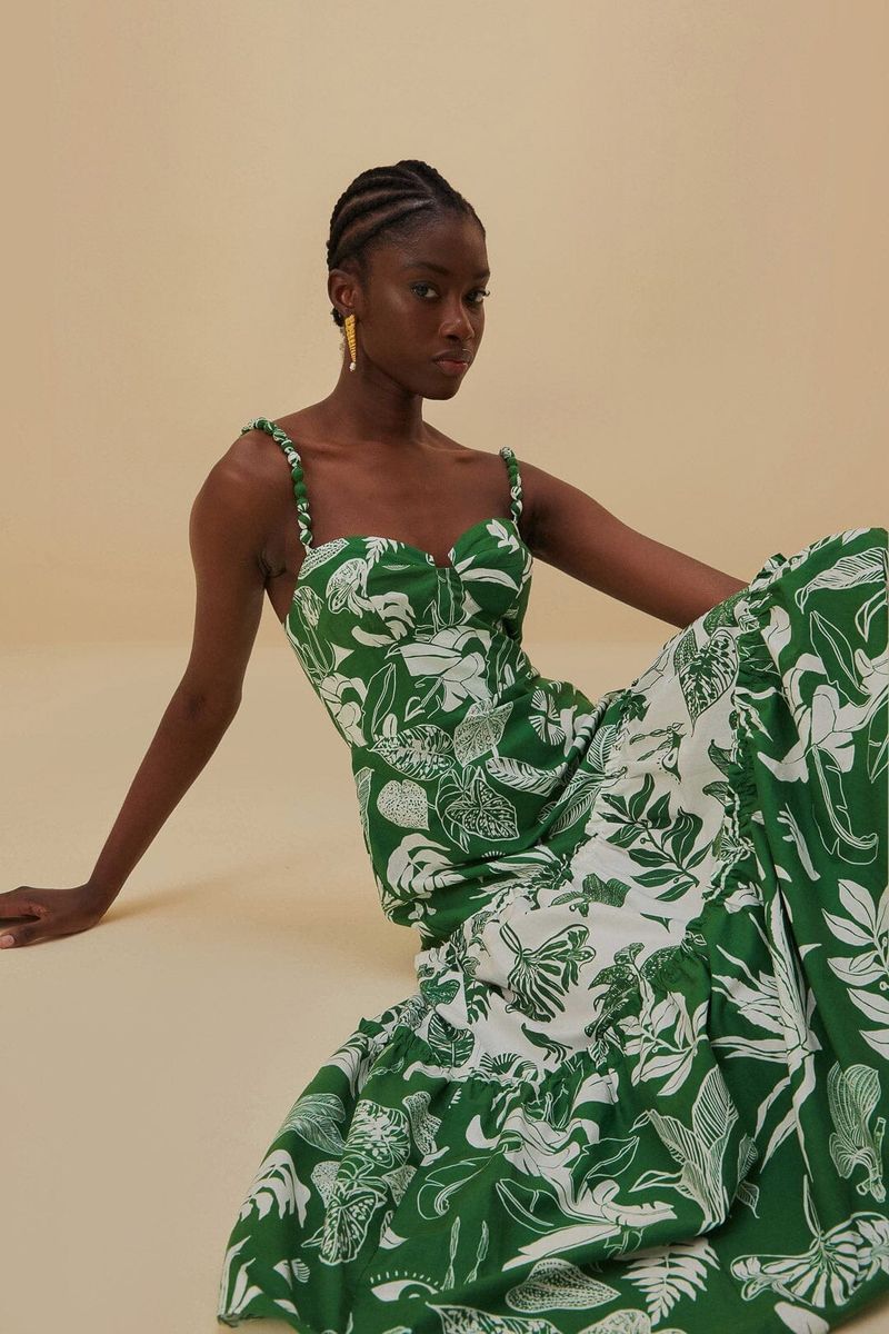 Midikleid mit botanischem Print