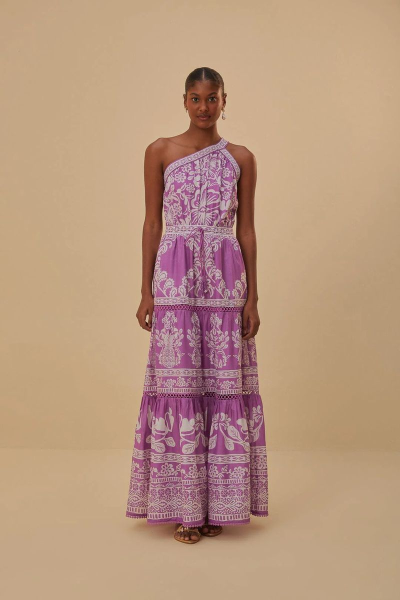 Verspieltes Ein-Schulter-Garten-Maxikleid