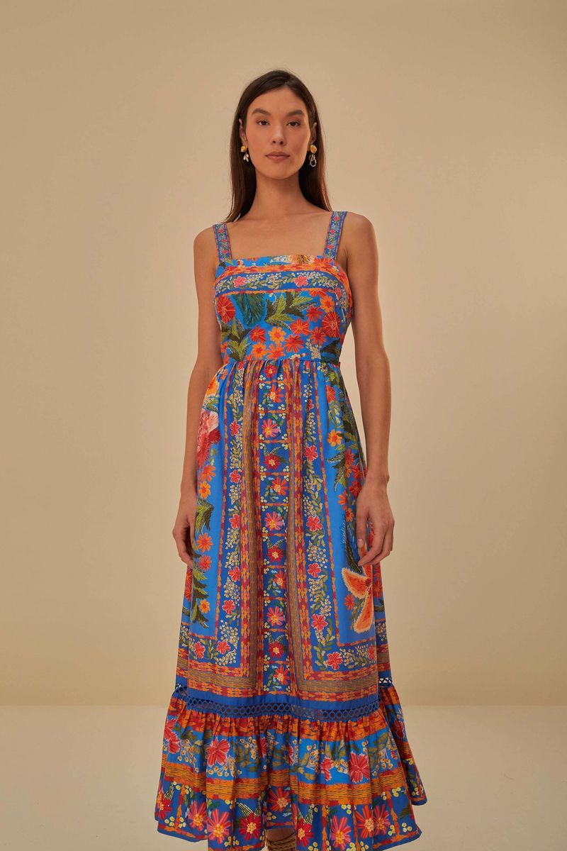 Maxikleid mit floralem Bordürenprint