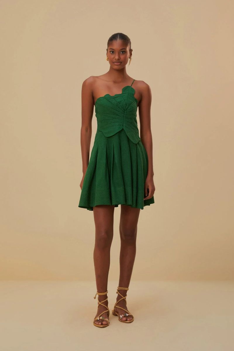 Einseitiges Minikleid mit Blatt-Details