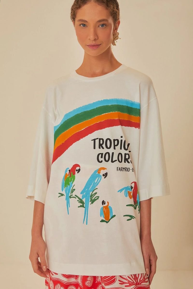 Bio-Baumwoll-T-Shirt mit Papageien-Print