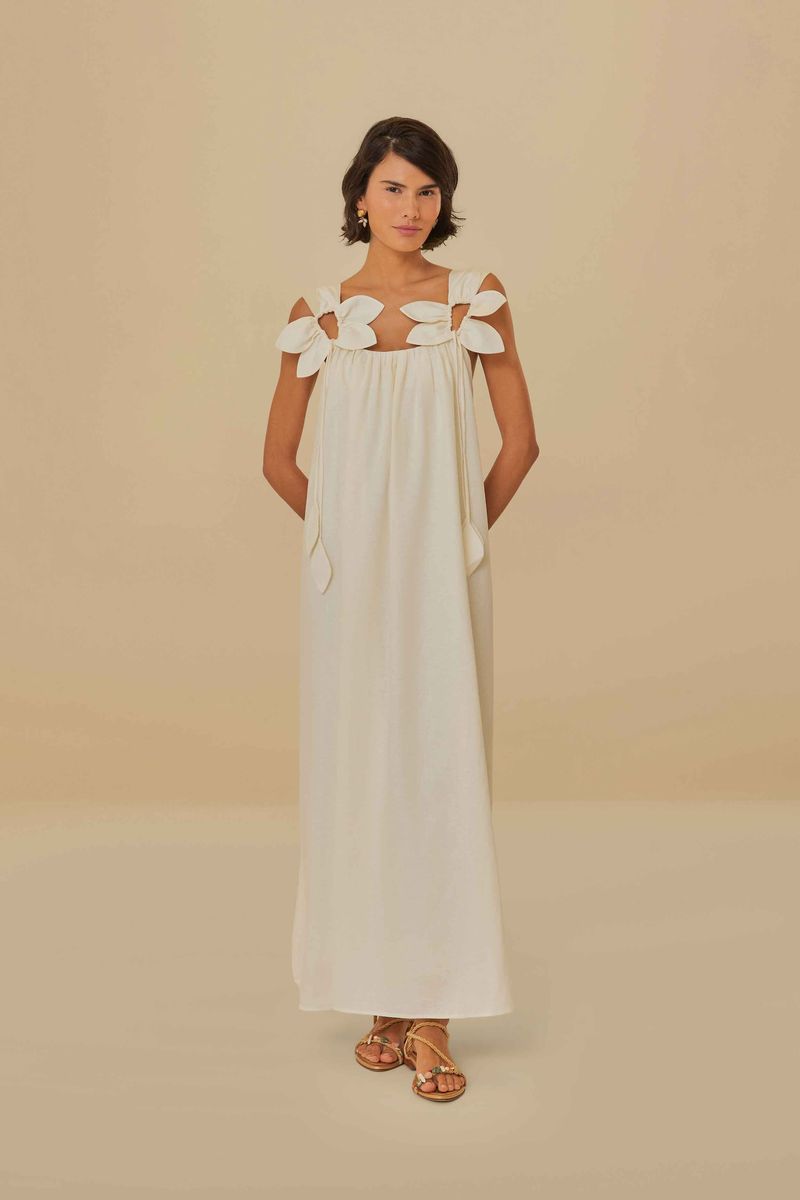 Midikleid mit floralen Applikationen