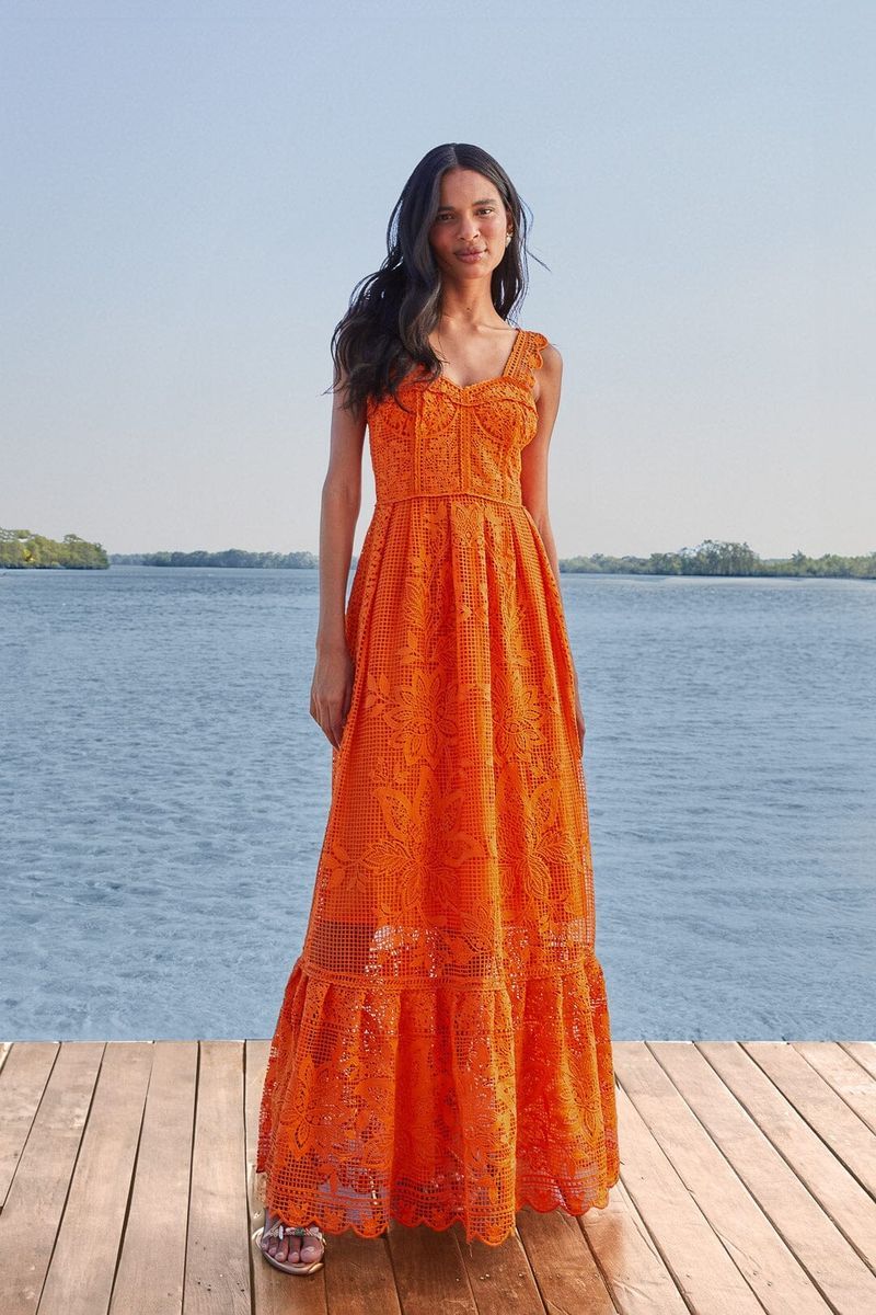 Maxikleid mit Guipure-Spitze