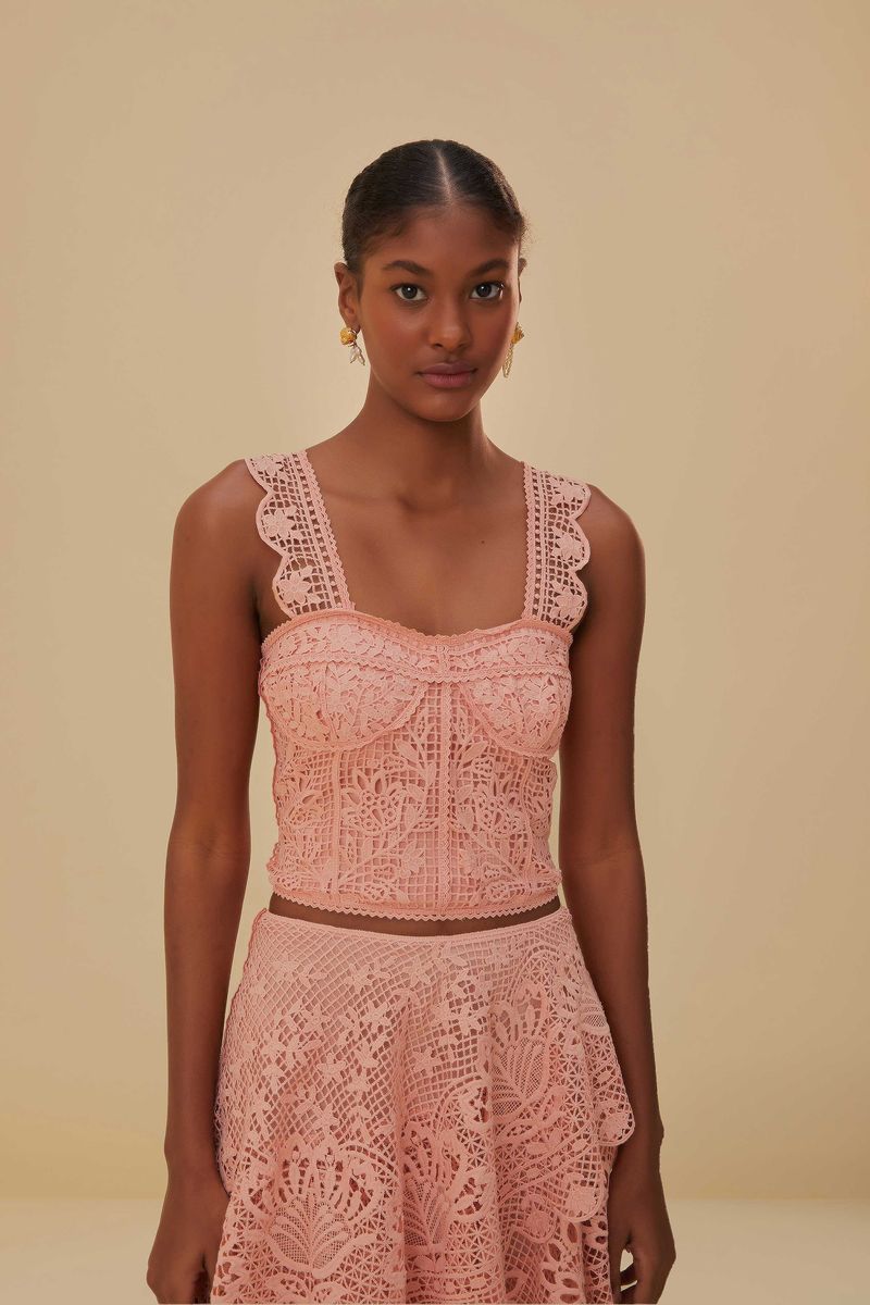Bustier-Crop-Top aus Guipure-Spitze