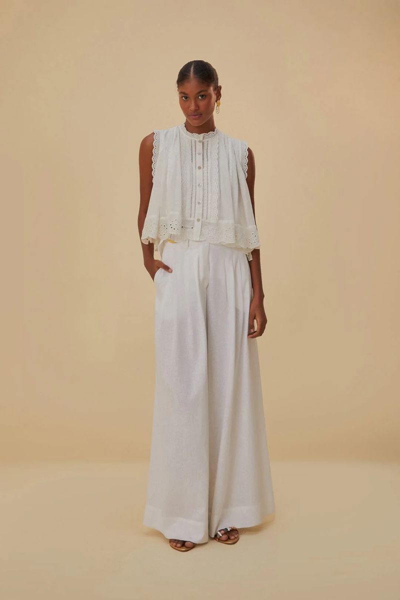 Entspannte Leinenhose mit weitem Bein