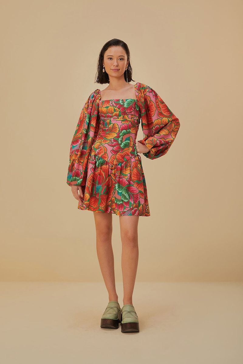 Farbenfrohes Minikleid mit Tropenprint