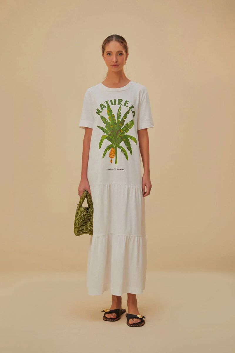 Gestuftes Maxikleid mit Palmenprint