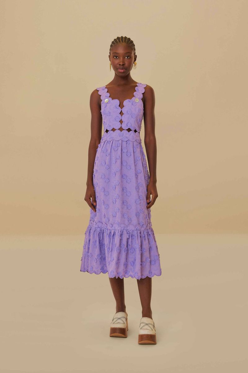 Midikleid mit 3D-Blumen und Herzausschnitt