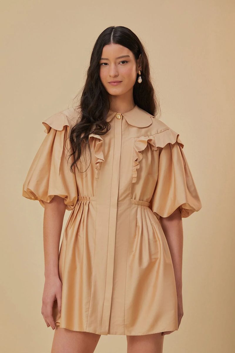 Minikleid mit Rüschen und Ballonärmeln