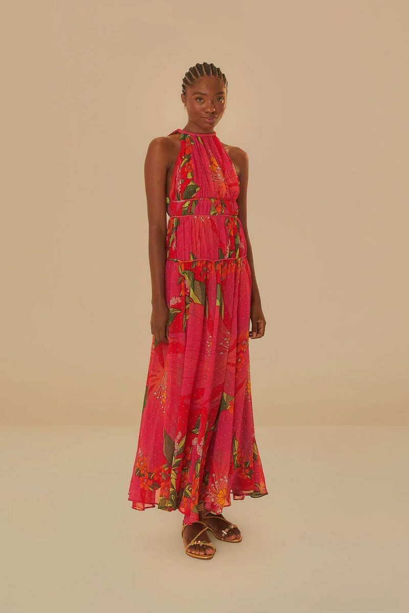 Maxikleid mit Neckholder und Blumenmuster