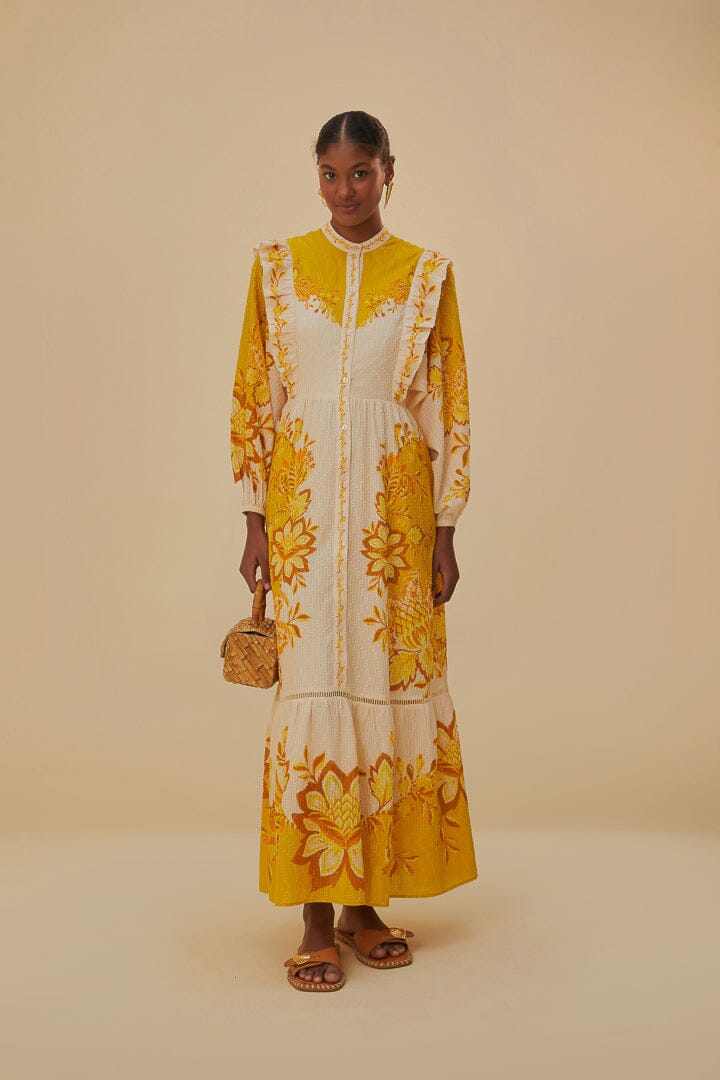 Maxikleid mit handgemaltem tropischem Blumenmuster