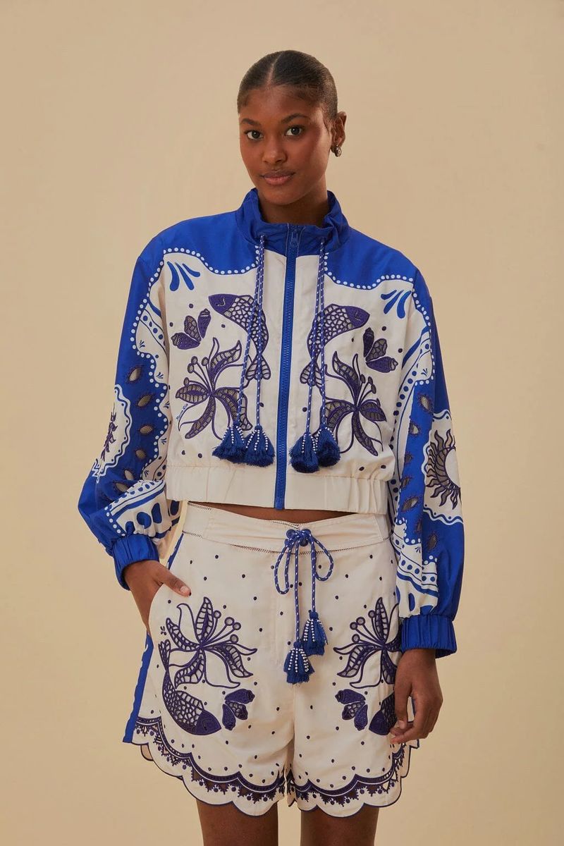 Bestickte Shorts mit Fisch-Motiv