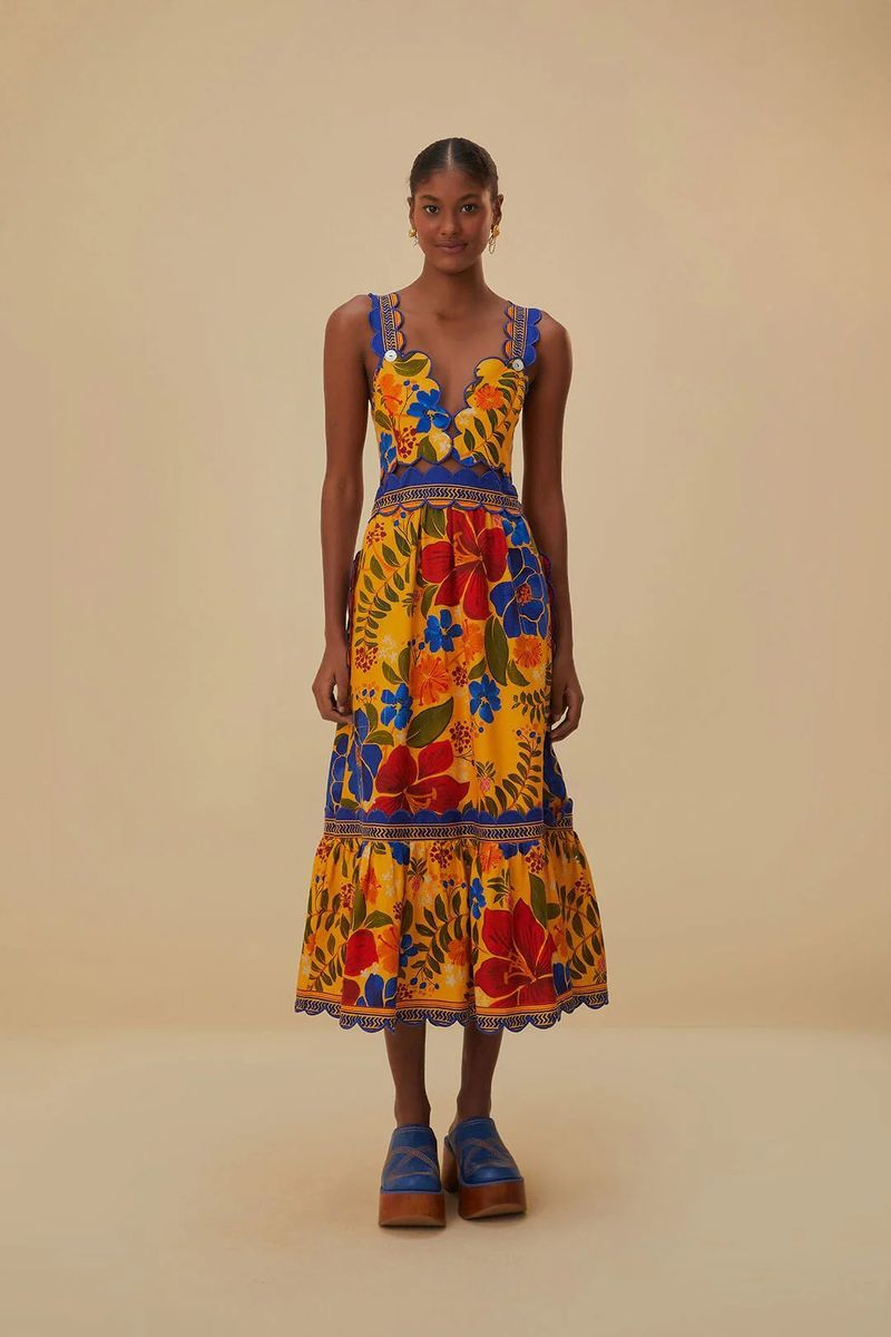 Farbenfrohes Midikleid mit Blumenmuster
