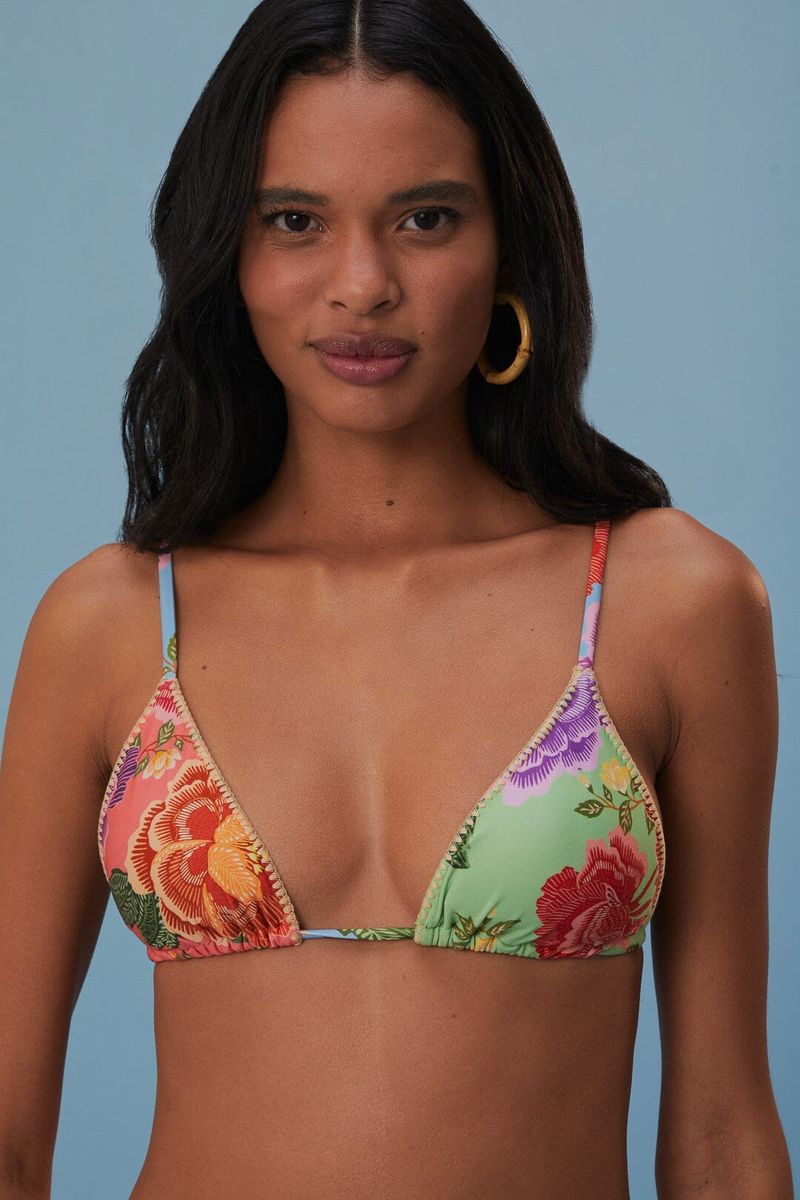 Triangel-Bikini mit floralem Schalmuster