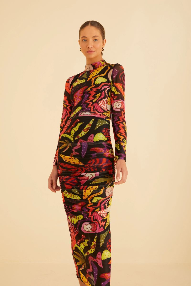 Midikleid mit psychedelischem Print