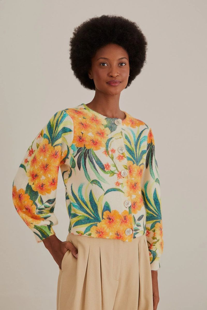 Strickjacke mit Ananas-Blütenmuster