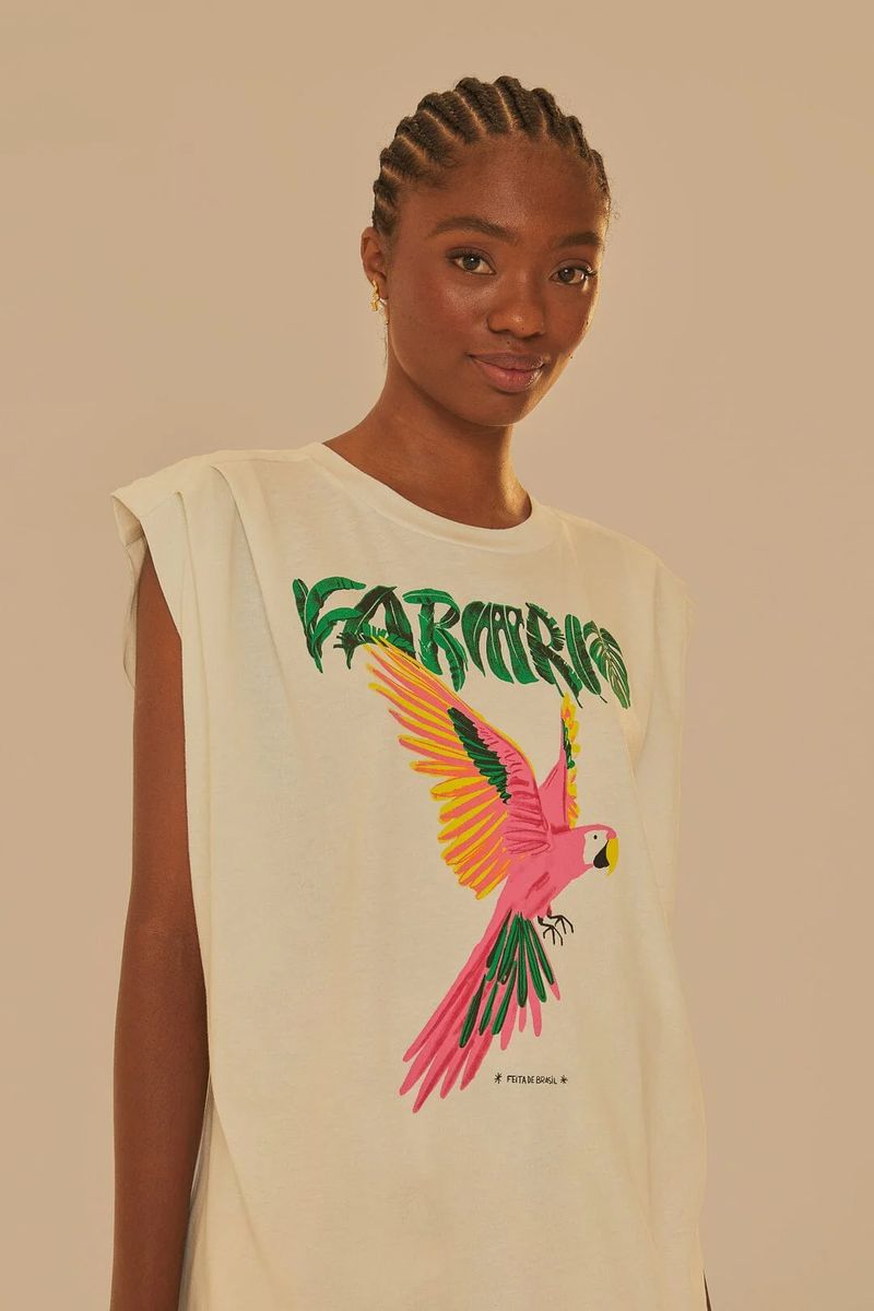 Ärmelloses Shirt mit Papageien-Print