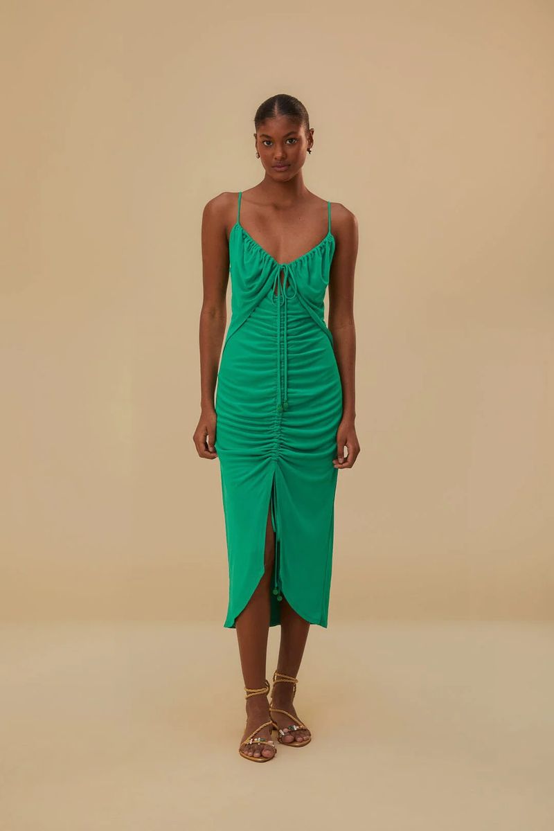 Midikleid mit Kordelzug und Raffung