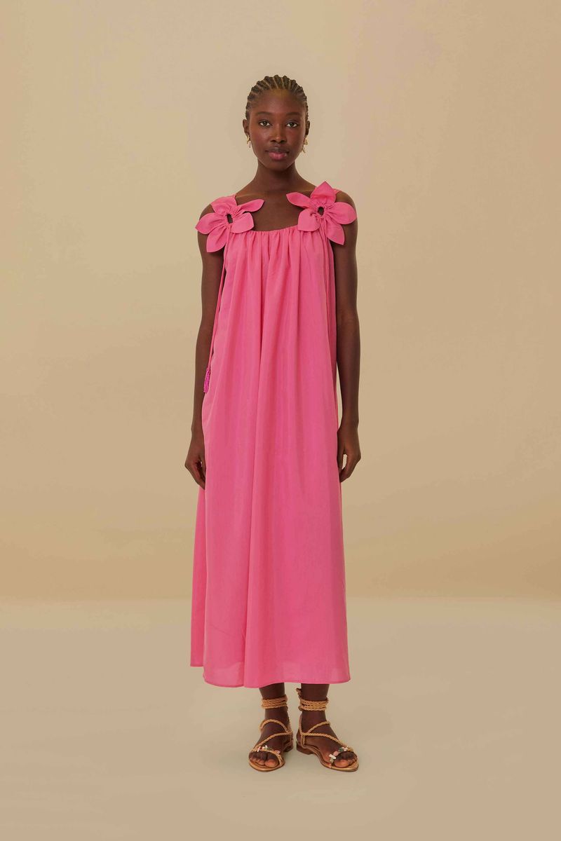Ärmelloses Midikleid mit Blumenapplikation