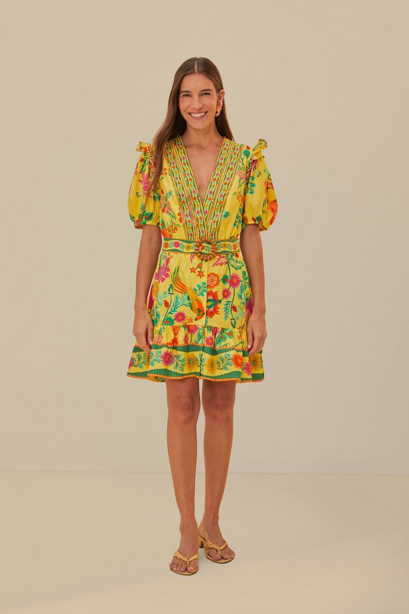 Mini-Kleid mit Obstgarten-Print