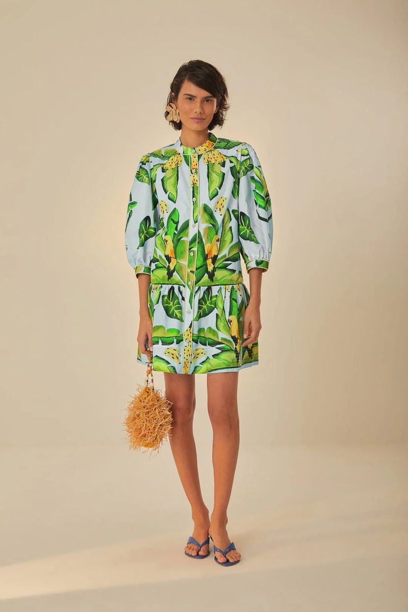 Mini-Kleid mit Botanik-Print