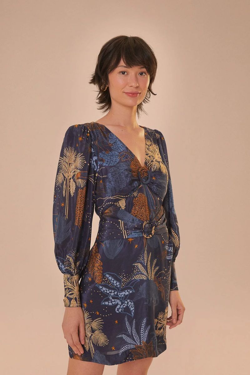 Minikleid mit Dschungel-Print und Ring-Detail