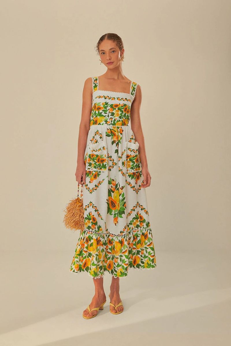 Maxikleid mit Papaya-Print