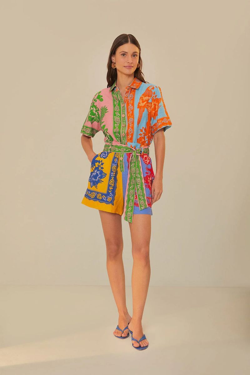 Bunter Romper mit Schalmuster