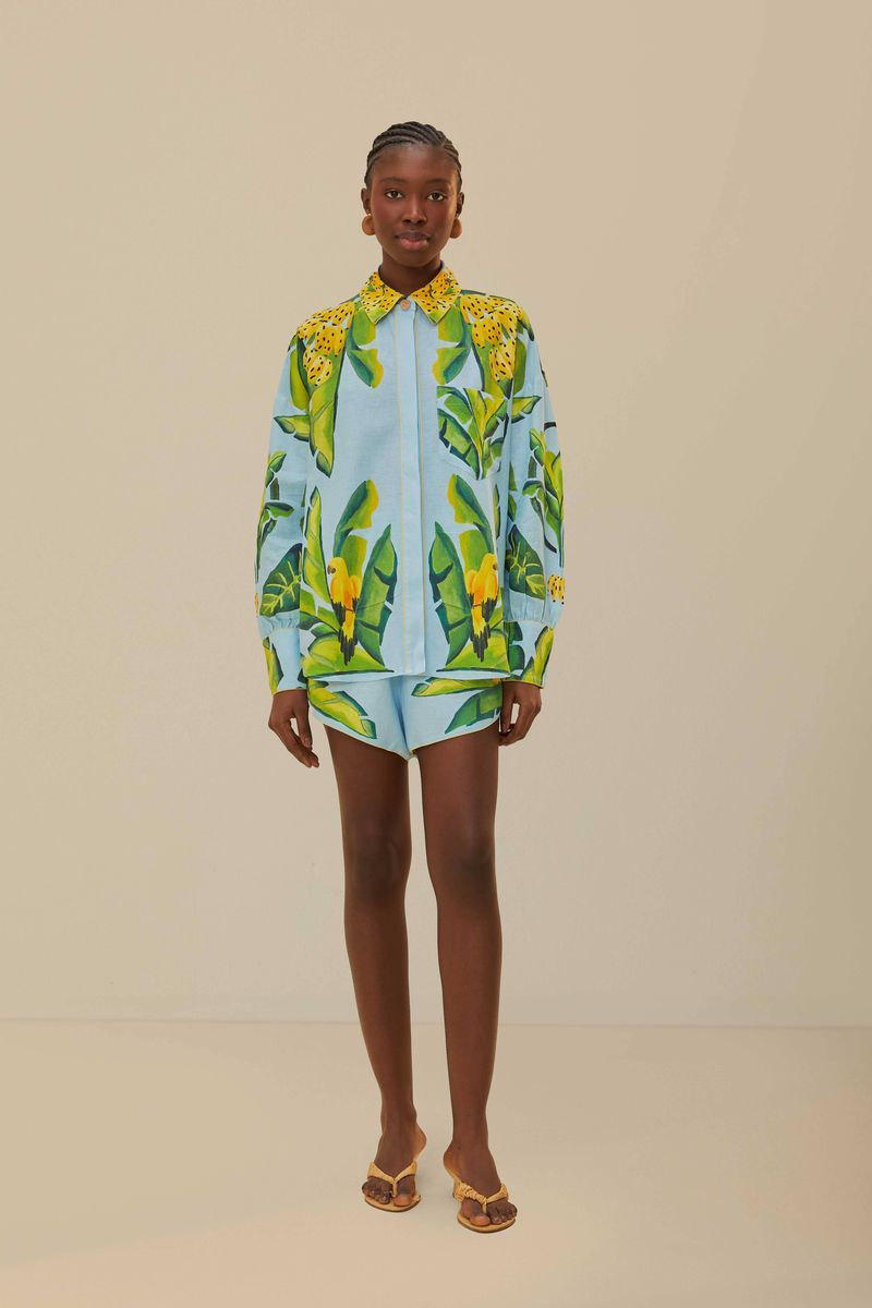 Sommershorts mit botanischem Print