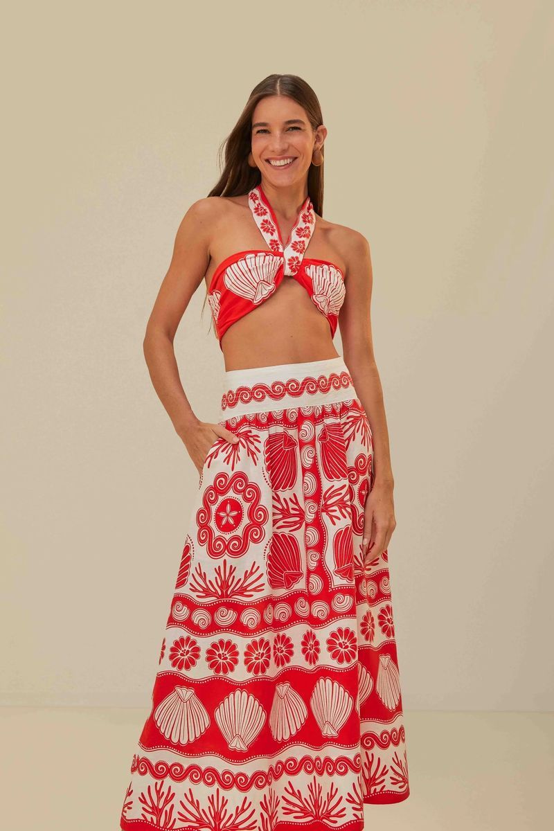 Vibranter Maxi-Rock mit Muschelprint