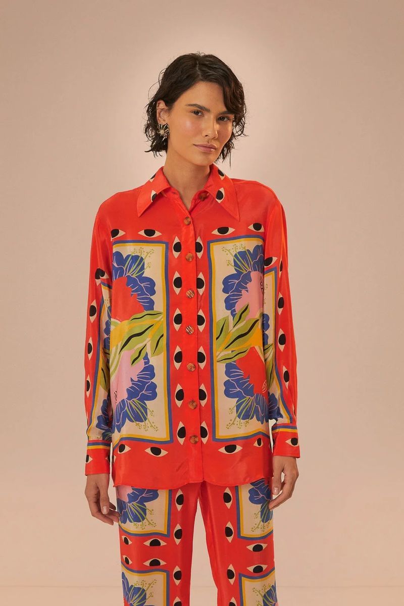 Pyjama-Hemd mit Surreal-Scarf-Print