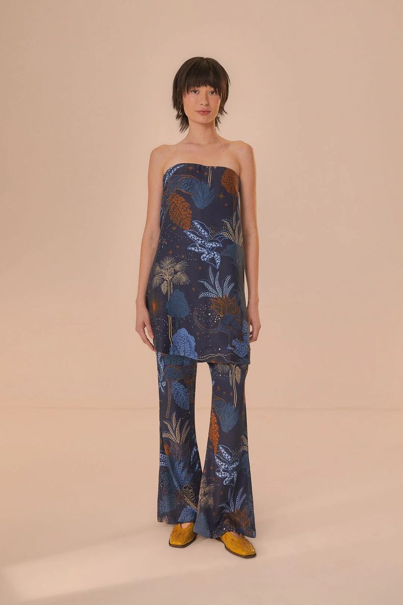 Ausgestellte Hose mit Tropen-Print