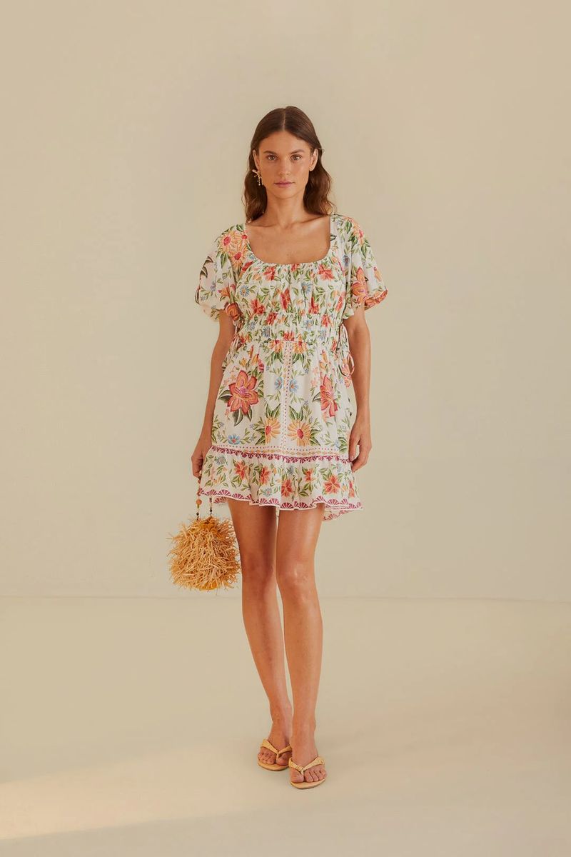 Mini-Kleid mit floralem Garten-Print