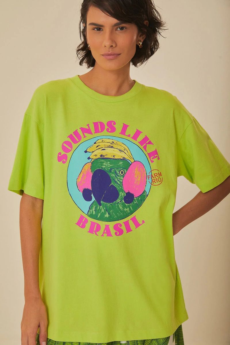 T-Shirt mit tropischem Papageien-Print