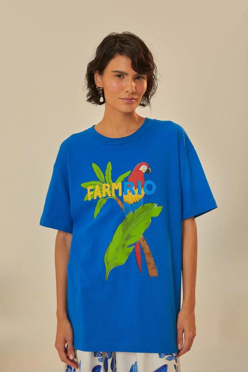 Locker geschnittenes T-Shirt mit Papageien-Print